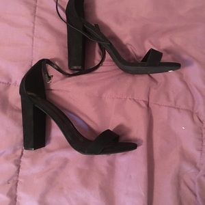 Black suede heels